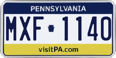 PA license plate MXF1140