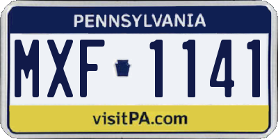 PA license plate MXF1141