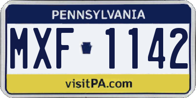 PA license plate MXF1142
