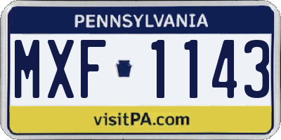 PA license plate MXF1143