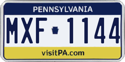 PA license plate MXF1144