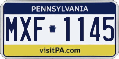 PA license plate MXF1145