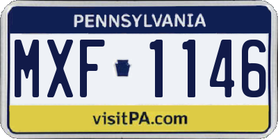 PA license plate MXF1146