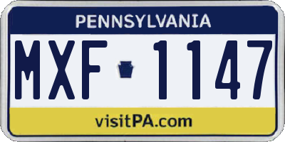 PA license plate MXF1147