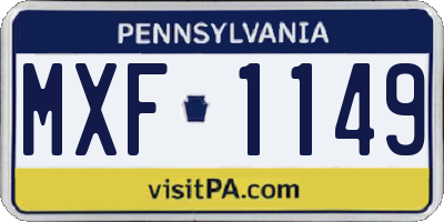 PA license plate MXF1149