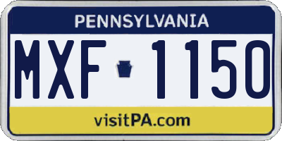 PA license plate MXF1150
