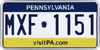 PA license plate MXF1151