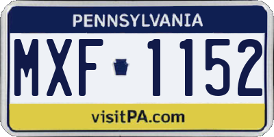 PA license plate MXF1152