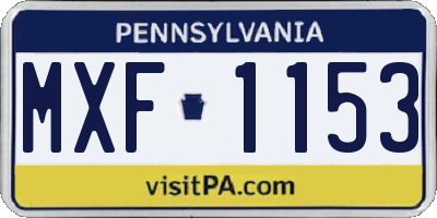 PA license plate MXF1153
