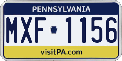 PA license plate MXF1156
