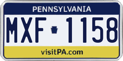 PA license plate MXF1158