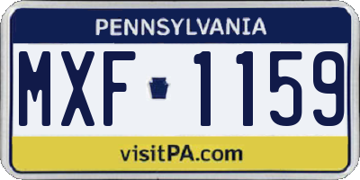 PA license plate MXF1159