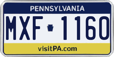 PA license plate MXF1160