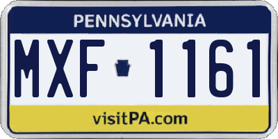 PA license plate MXF1161