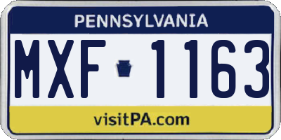 PA license plate MXF1163