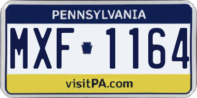 PA license plate MXF1164