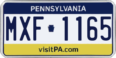PA license plate MXF1165