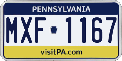 PA license plate MXF1167