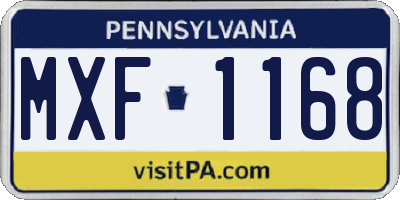 PA license plate MXF1168