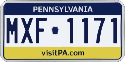 PA license plate MXF1171