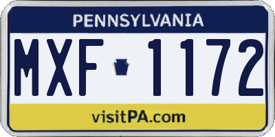 PA license plate MXF1172