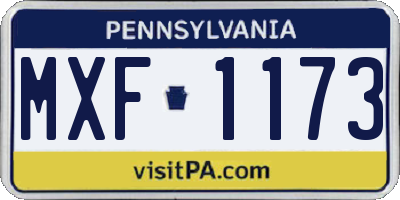 PA license plate MXF1173
