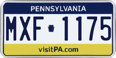 PA license plate MXF1175