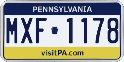 PA license plate MXF1178