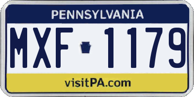 PA license plate MXF1179