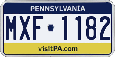 PA license plate MXF1182