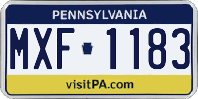 PA license plate MXF1183