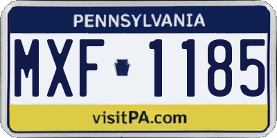 PA license plate MXF1185