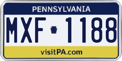 PA license plate MXF1188
