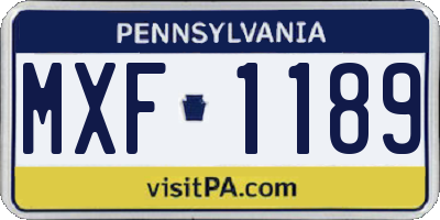 PA license plate MXF1189