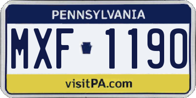PA license plate MXF1190