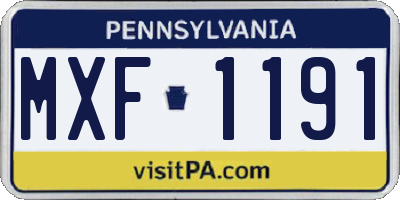 PA license plate MXF1191