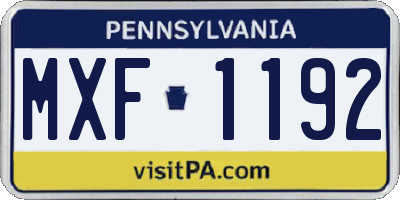PA license plate MXF1192