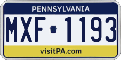 PA license plate MXF1193