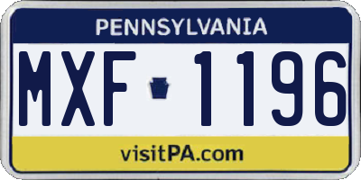 PA license plate MXF1196