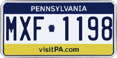 PA license plate MXF1198