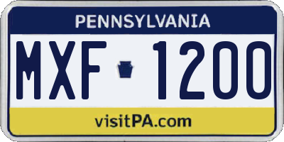 PA license plate MXF1200