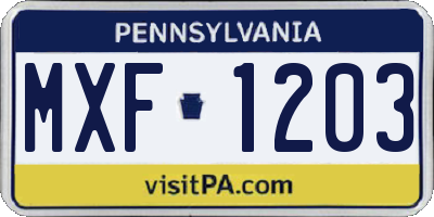 PA license plate MXF1203