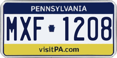 PA license plate MXF1208
