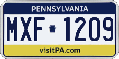 PA license plate MXF1209