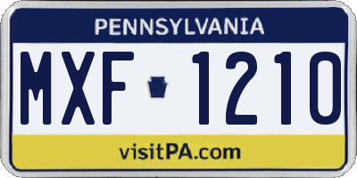 PA license plate MXF1210