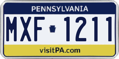 PA license plate MXF1211
