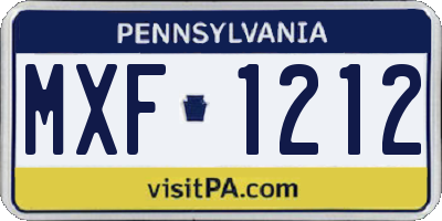 PA license plate MXF1212