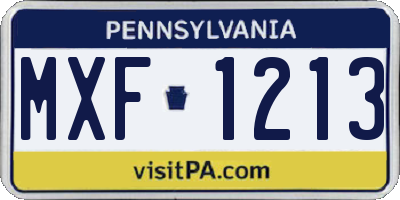 PA license plate MXF1213