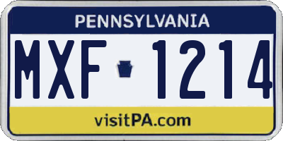 PA license plate MXF1214