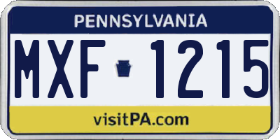 PA license plate MXF1215